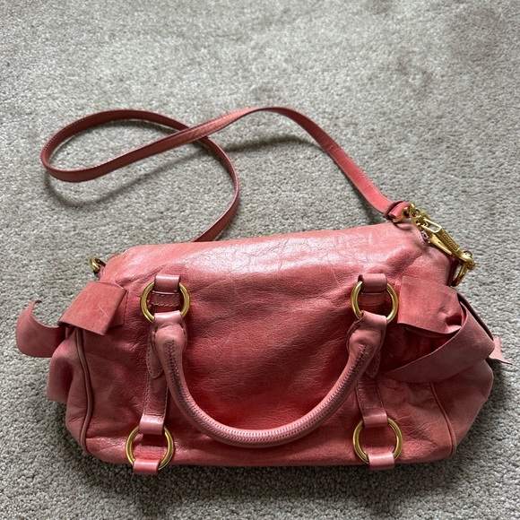 Miu Miu Vitello Bow Pink Leather Vintage y2k Shoulder Crossbody Handbag - Picture 2 of 11